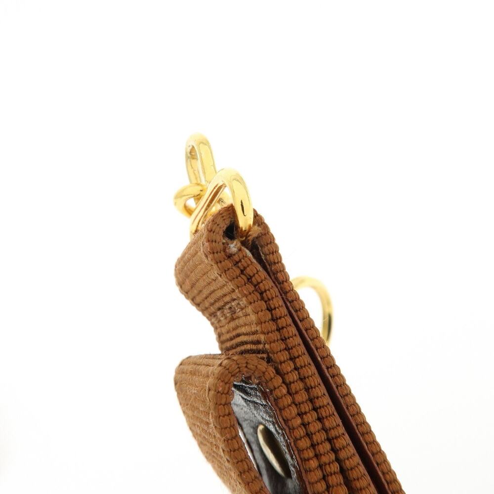Ferragamo Vara Ribbon Canvas Bag Charm Brown